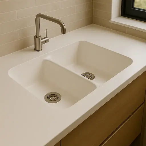 Évier double bac T-A101 en Solid Surface